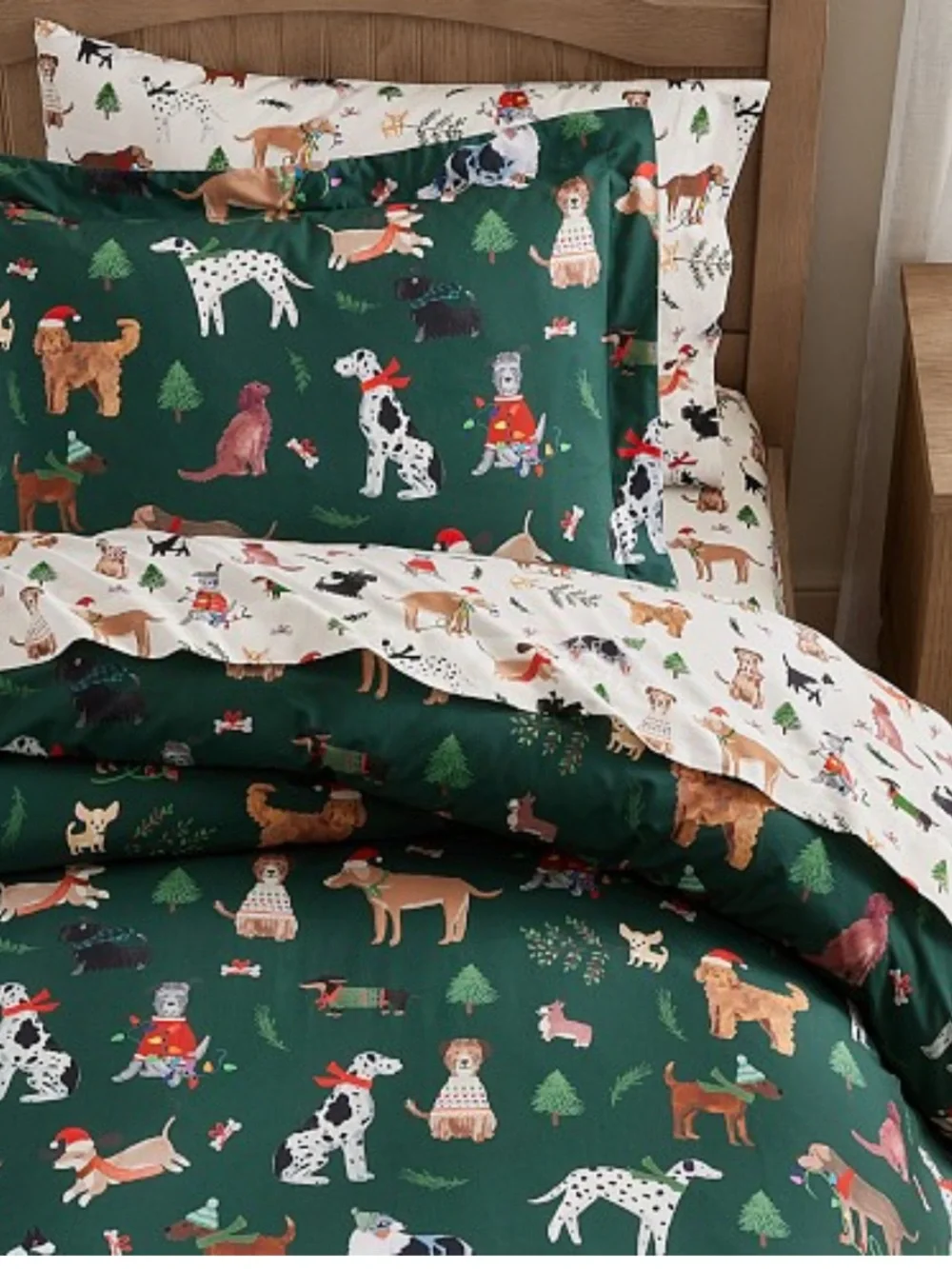 Pottery Barn Christmas Dogs Duvet Cover Holiday Full/Queen NWOT